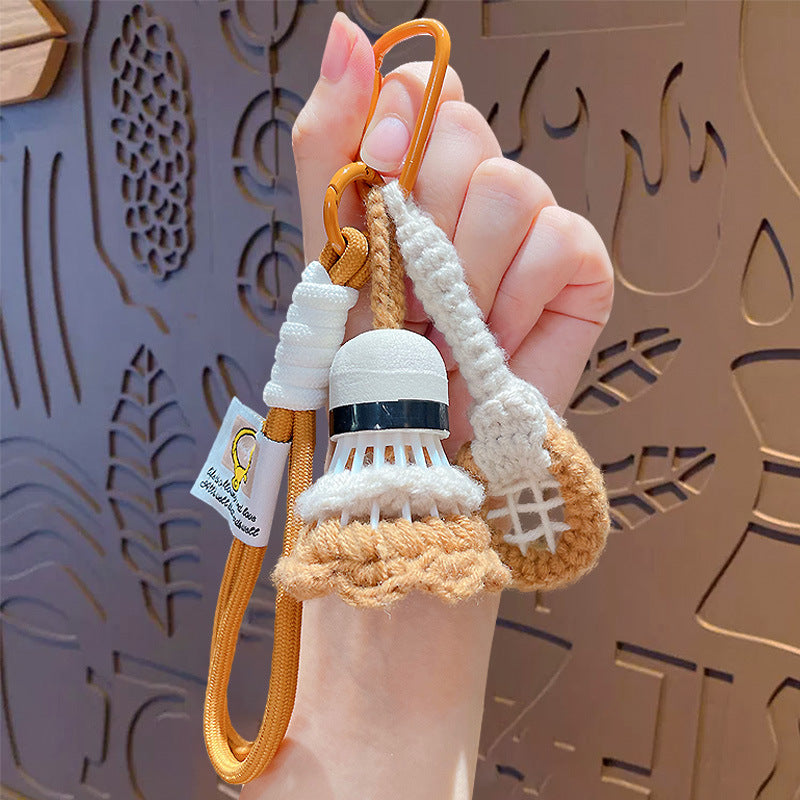 Hand Woven Badminton Pendant - Wool Finished Product Woven Badminton Keychain Bag Pendant Gift