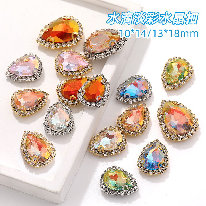 Waterdrop edge claw claw diamond light color crystal buckle thickened sole support, manual perforation, hand-stitched diamond shoes, hats, clothing, and accessories