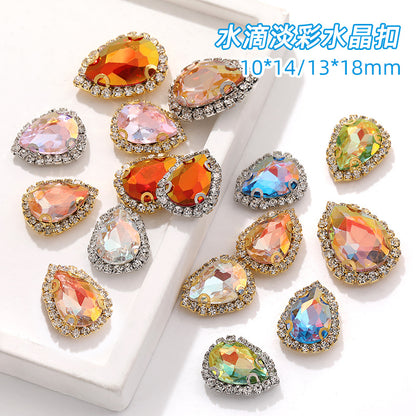 Waterdrop edge claw claw diamond light color crystal buckle thickened sole support, manual perforation, hand-stitched diamond shoes, hats, clothing, and accessories