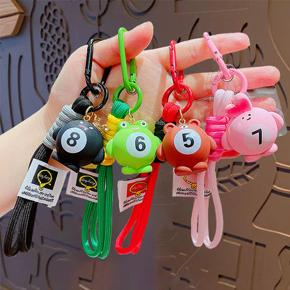 Cartoon snooker billiards keychain bag pendant cute couple schoolbag doll keychain pendant small gifts
