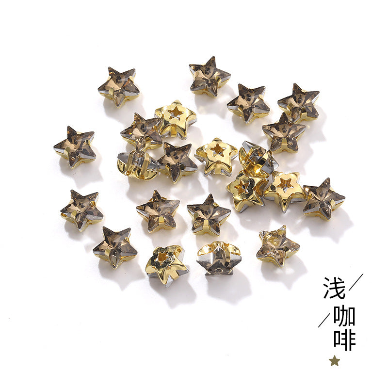 New 10mm five-pointed star hand-stitched glass thickened claw drill 3D DIY wedding dress, clothing, shoes, bags, hair clips, accessories