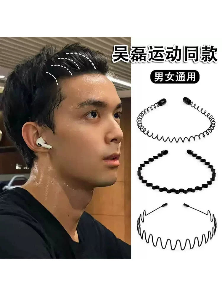 Simple black metal headband for women's face washing, sports invisible men's hairband fixed headband that does not tighten hair clips