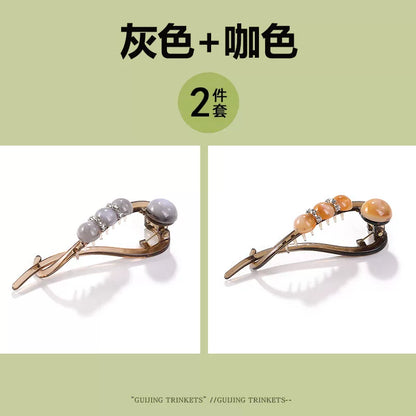 High-end and elegant beaded twisted clip, rhinestone hair clip for women, no poking at the back of the head, updo claw clip, versatile flat-head clip