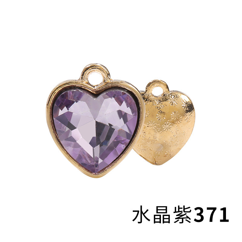 Xichuan zinc alloy peach heart crystal gold base single hanging heart-shaped glass diamond DIY jewelry earrings with diamonds pendant batch