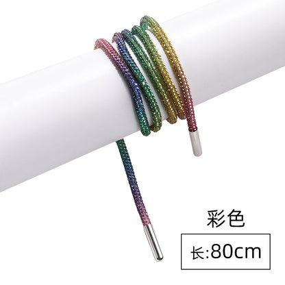Crystal cord, drill rope, full diamond, ultra-glitter round soft tube, 6-row drill rope, coat strap, hat strap, shoelace, bag and pants strap, DIY accessory for accessories