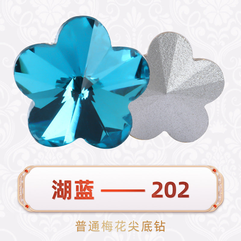 Factory wholesale plum blossom rhinestones, irregular pointed bottom glass rhinestones, phone diamond sticking materials, DIY jewelry accessories