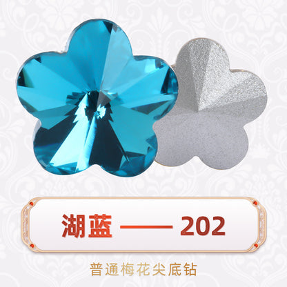 Factory wholesale plum blossom rhinestones, irregular pointed bottom glass rhinestones, phone diamond sticking materials, DIY jewelry accessories