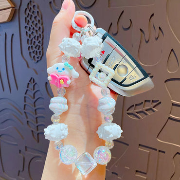 Cartoon Sanrio Kuromi beaded mobile phone chain keychain creative bag key chain doll pendant small gift