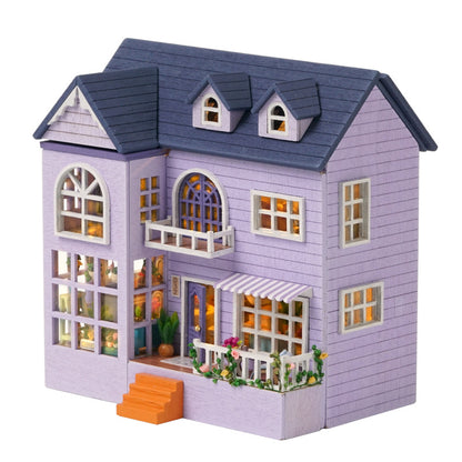 Wisdom House DIY Cottage Mini Home Series Wooden Handmade Can Be Opened and Closed Homemade Multi-level Gift Girls