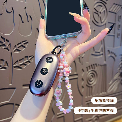 Creative handmade bear DIY beaded alloy mobile phone chain high-end pendant bag keychain doll pendant