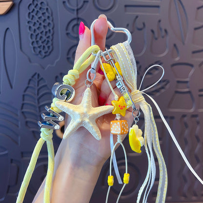Creative miu starfish bracelet keychain bag pendant simple couple DIY car keychain pendant wholesale