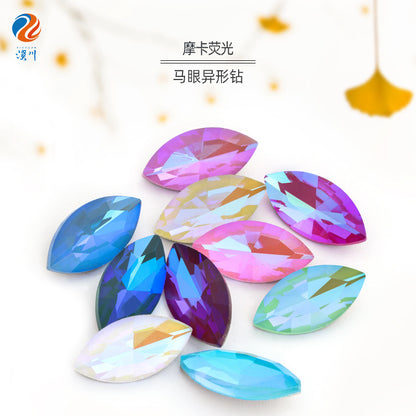 Pointed Base Horse-Eye Mocha AB Rhinestone Accessories Finished Accessories DIY Accessories Special-shaped Rhinestone Materials Factory Wholesale