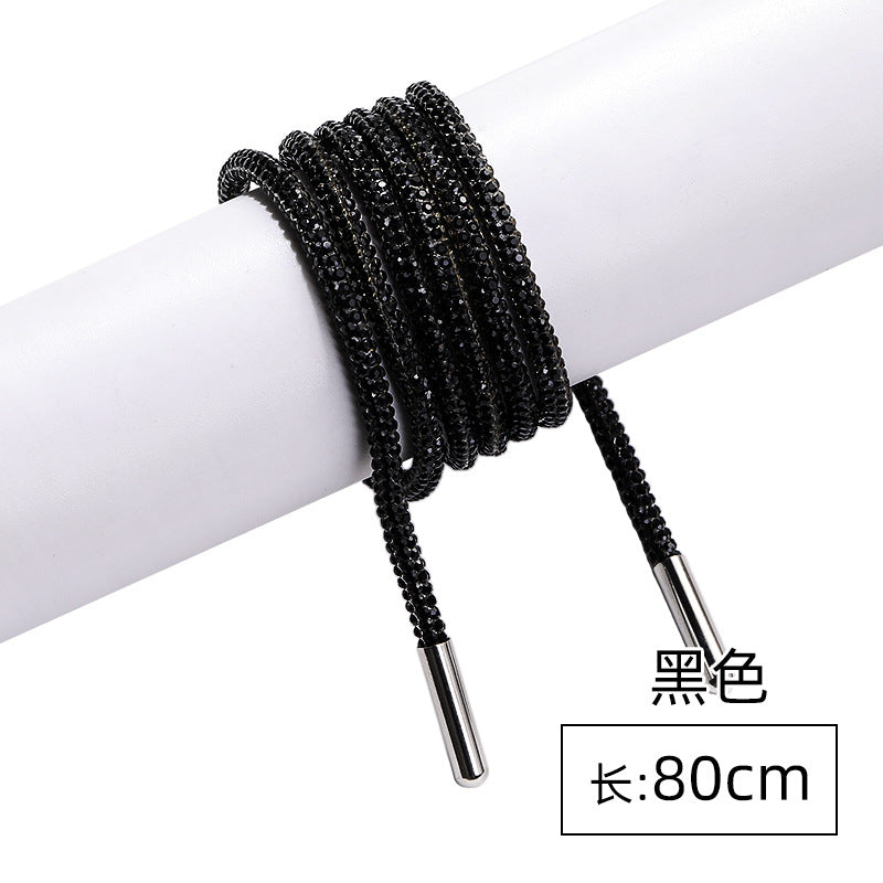 Crystal cord, drill rope, full diamond, ultra-glitter round soft tube, 6-row drill rope, coat strap, hat strap, shoelace, bag and pants strap, DIY accessory for accessories