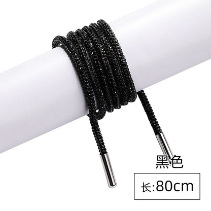 Crystal cord, drill rope, full diamond, ultra-glitter round soft tube, 6-row drill rope, coat strap, hat strap, shoelace, bag and pants strap, DIY accessory for accessories
