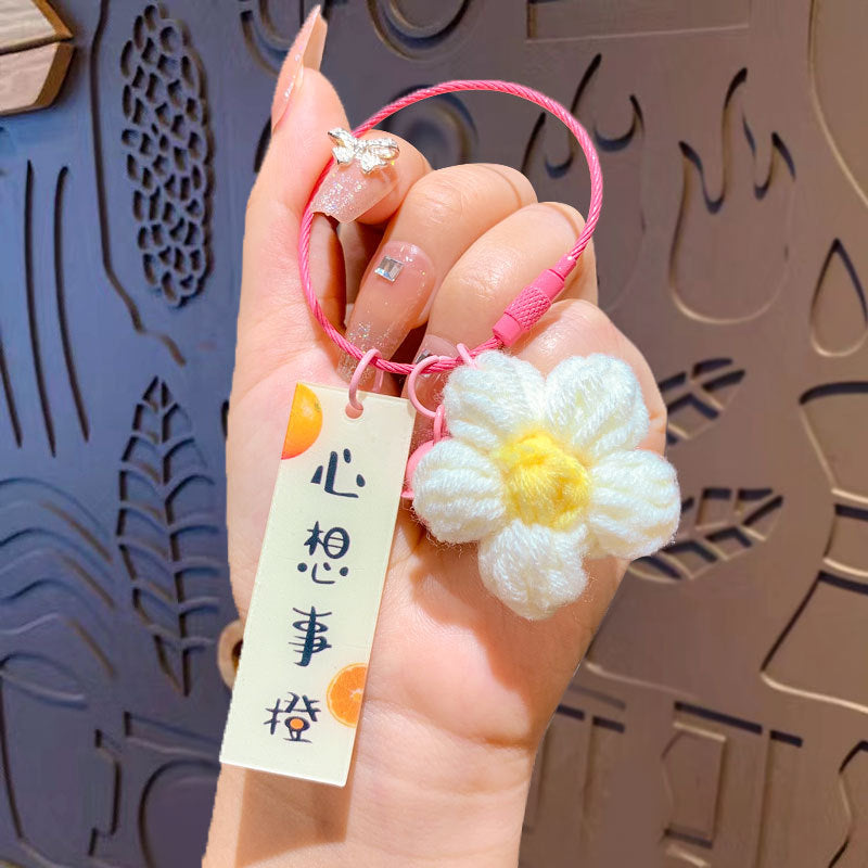 Creative plush weaving good things happen keychain small pendant cartoon crochet persimmon bag bag keychain small gifts