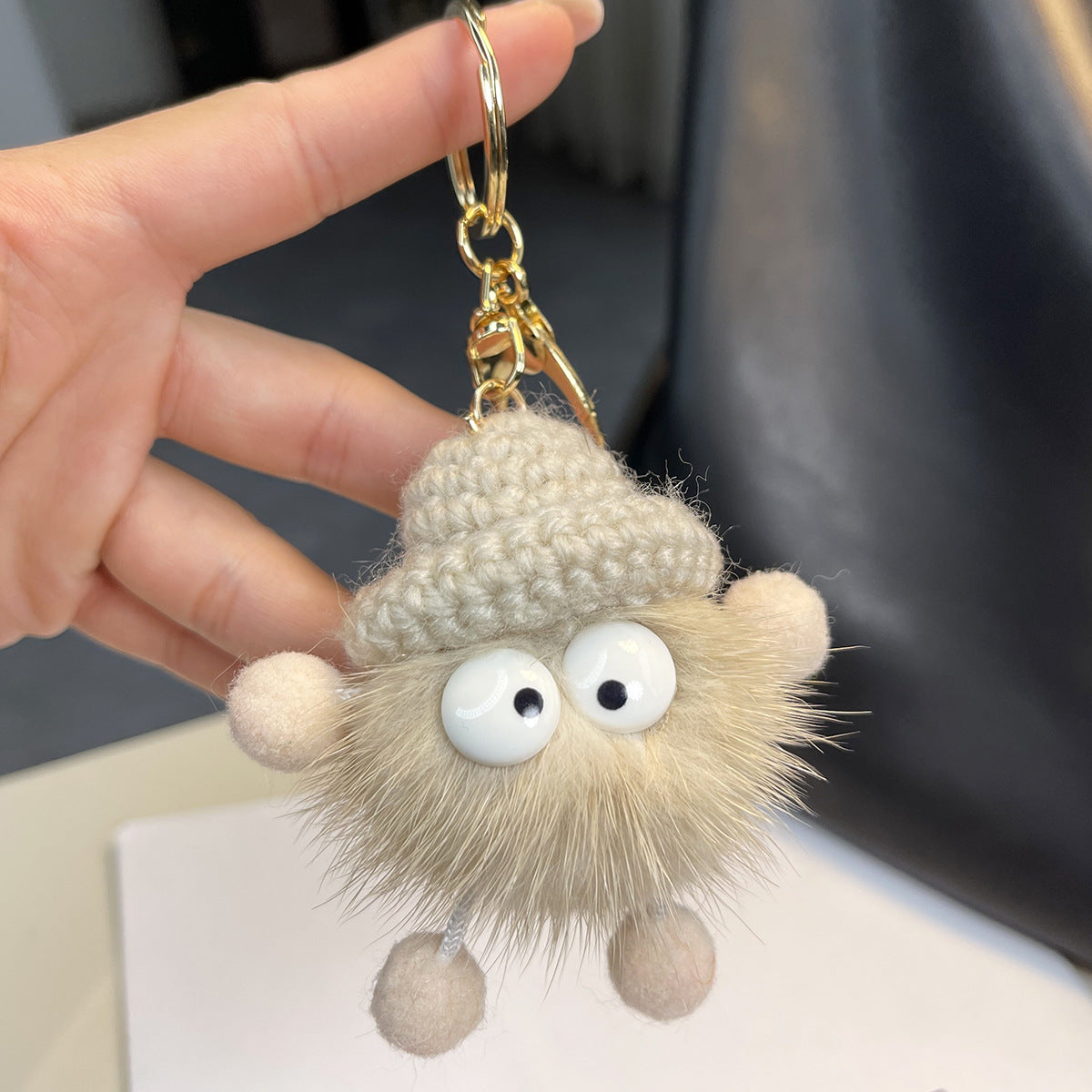 Imitation mink fur small briquette plush pendant, car keychain pendant, trinket, plush bag pendant, school bag pendant