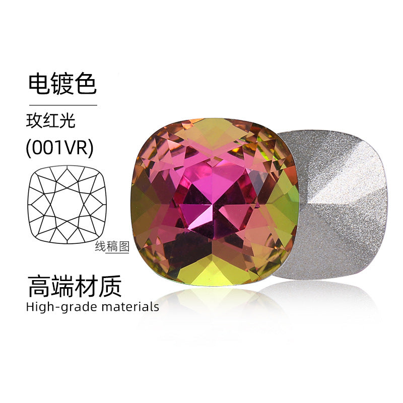 K9 pointed base fat square diamond special-shaped crystal diamond vacuum plated base wedding dress accessories accessories with fat square pointed bottom shaped diamond