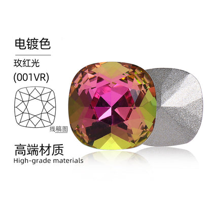 K9 pointed base fat square diamond special-shaped crystal diamond vacuum plated base wedding dress accessories accessories with fat square pointed bottom shaped diamond