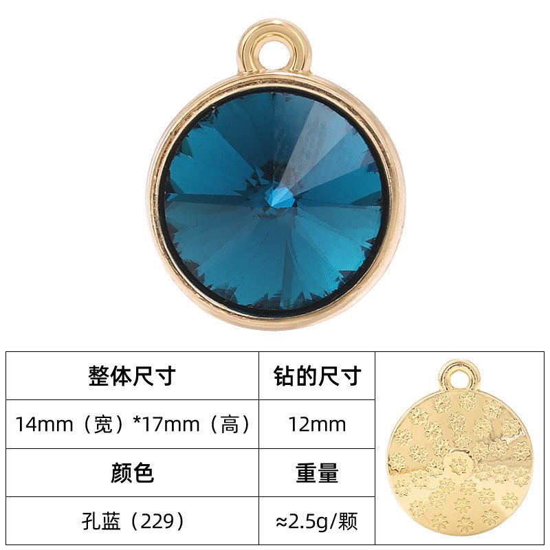 12mm satellite single hanging glass diamond single-hole alloy pendant inlaid with round crystal diamond earrings jewelry DIY accessories