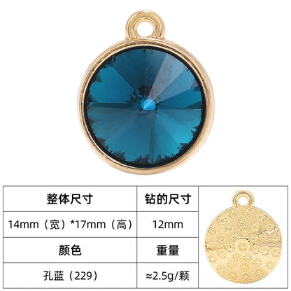 12mm satellite single hanging glass diamond single-hole alloy pendant inlaid with round crystal diamond earrings jewelry DIY accessories