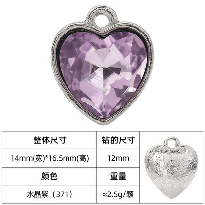 Heart-inlaid 12MM peach heart single crystal pendant bracelet, headpiece, flower tray material, DIY accessory pendant