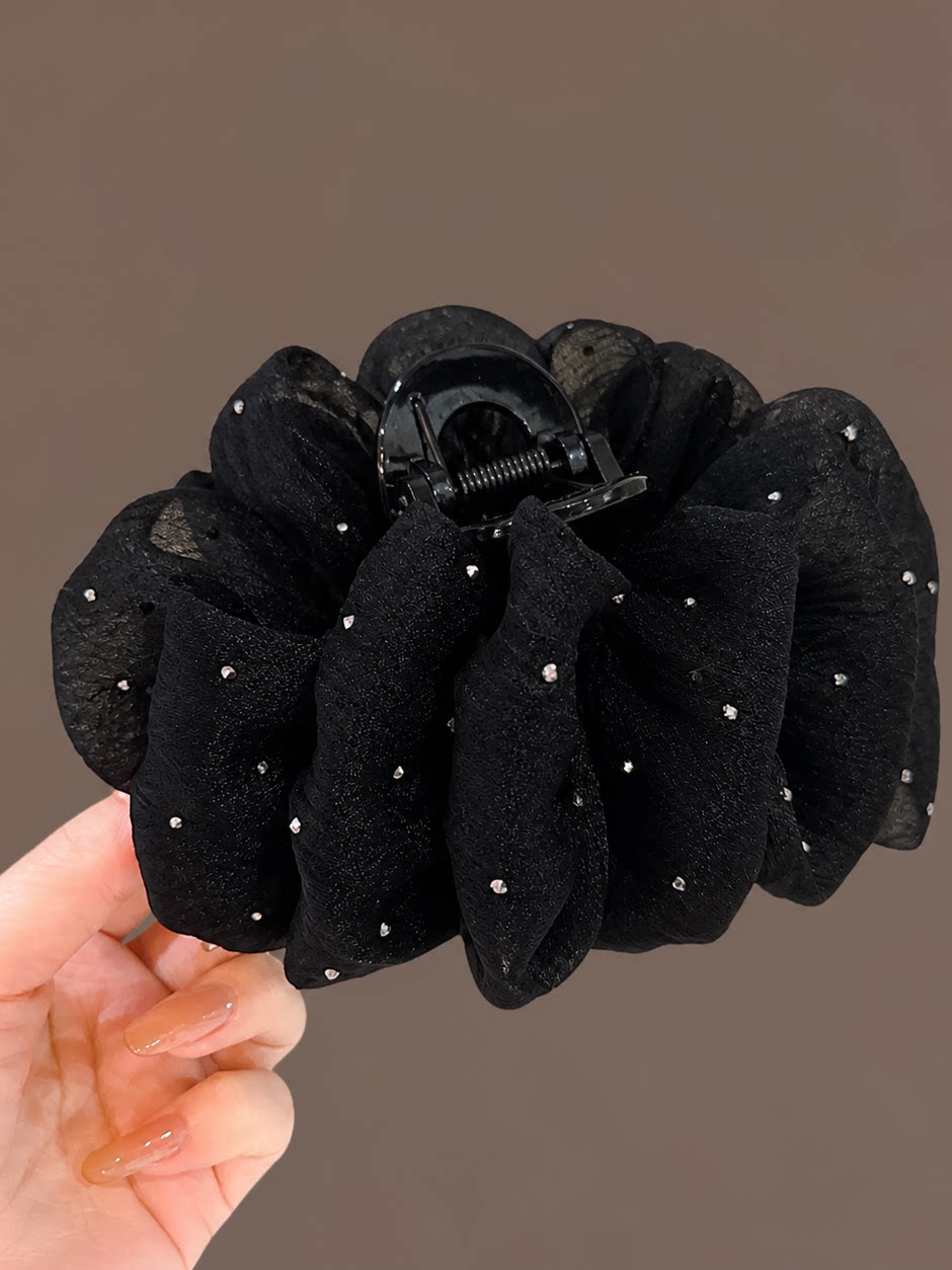 Black mesh bubble claw hair clip with a premium look like a 'full-scale starry star' hair clip, 2026 new style with little hair volume at the back of the head