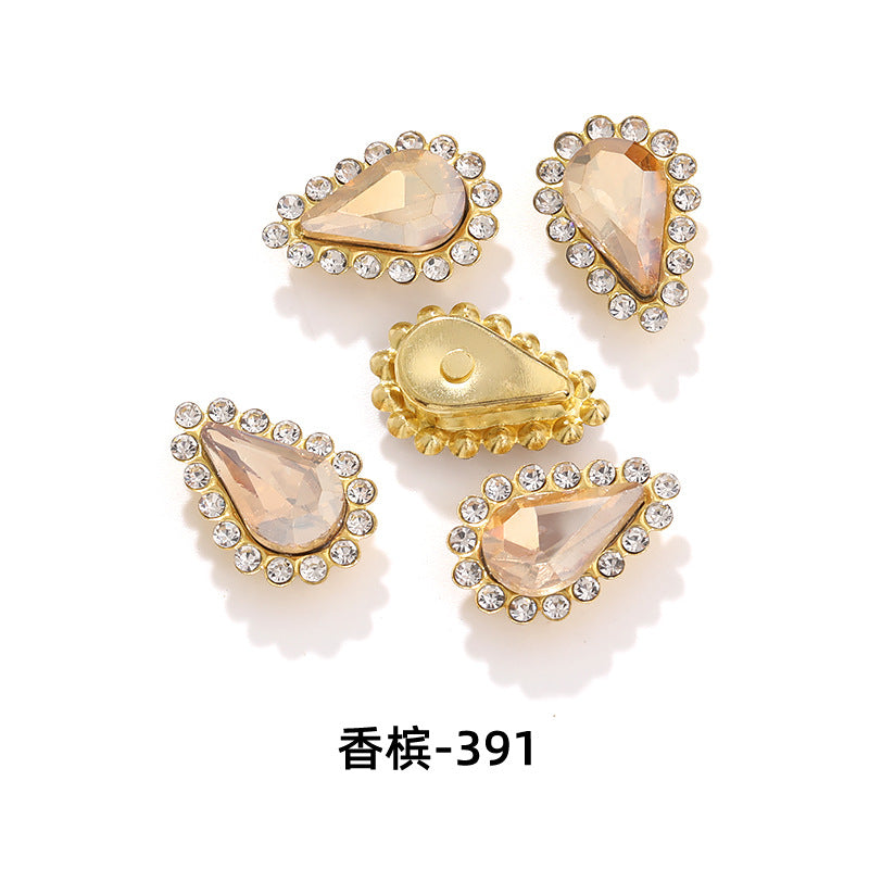 Colorful pointed waterdrop sunflower edged flower plate diamonds double-layer hand-sewn glass diamonds - clothing, hair accessories, DIY accessories