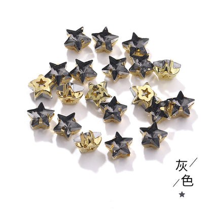 New 10mm five-pointed star hand-stitched glass thickened claw drill 3D DIY wedding dress, clothing, shoes, bags, hair clips, accessories