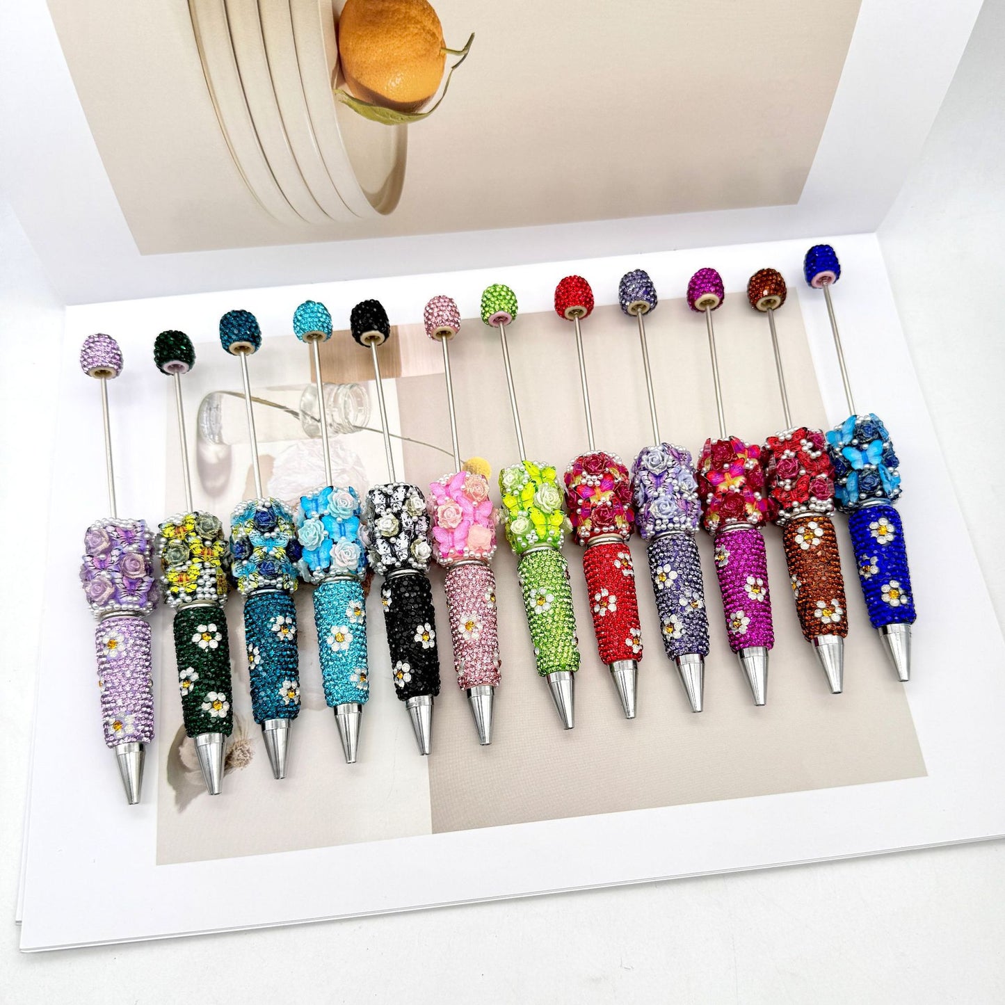 new DIY luxury full diamond pen butterfly pearl daisy rose series ballpoint pen business cute pen