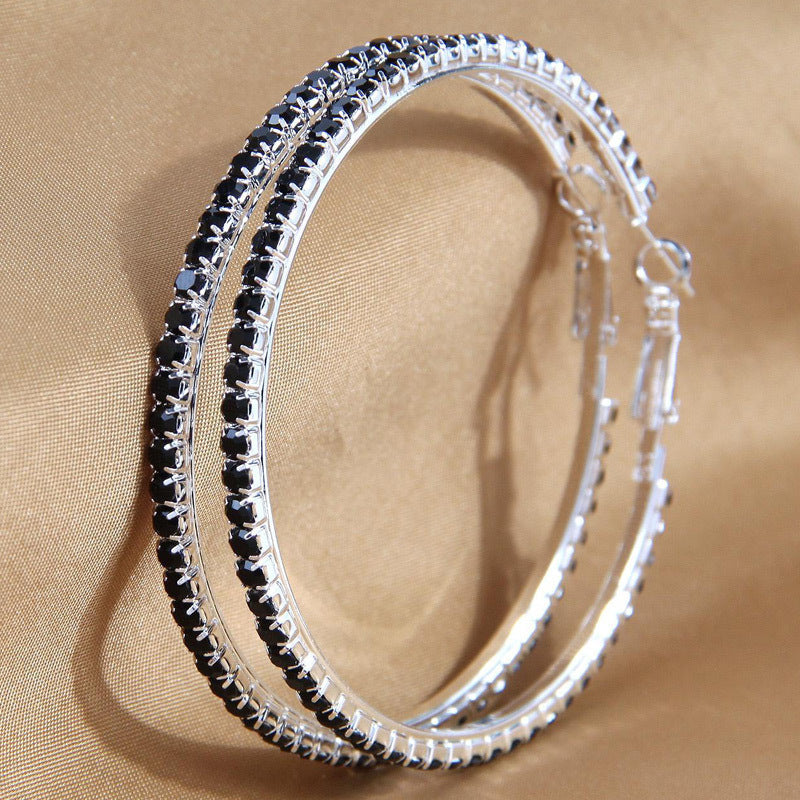2-4-6-8-10cm oversized earrings exaggerated earrings european and american round rhinestone geometric hoop earrings for women cross-border