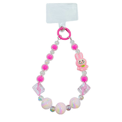Creative lab cloth beaded mobile phone chain keychain pendant cute bag keychain doll charm gift wholesale