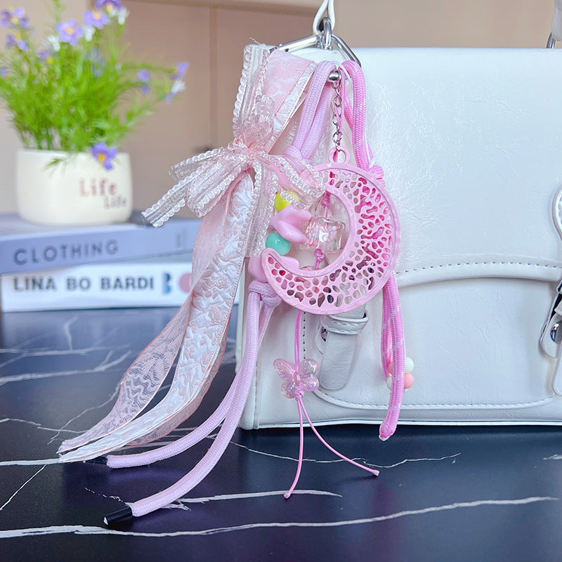 Simple miu DIY moon bracelet keychain bag pendant accessories creative car school bag keychain pendant
