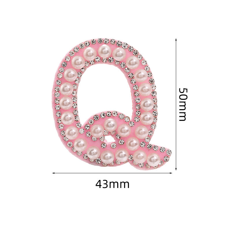 Hot Heat Patch Stickers with 26 English Letters DIY Accessories Clothing Accessories White Diamond Pink Nonwoven Fabric Stickers