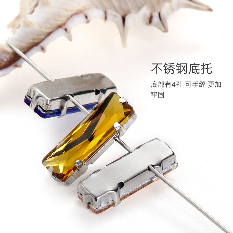 Xichuan Straight Long Claw Rhinestone Glass Hand-Stitched Diamond DIY Accessories Shoe Bag Handmade Materials White K with Claw Diamond