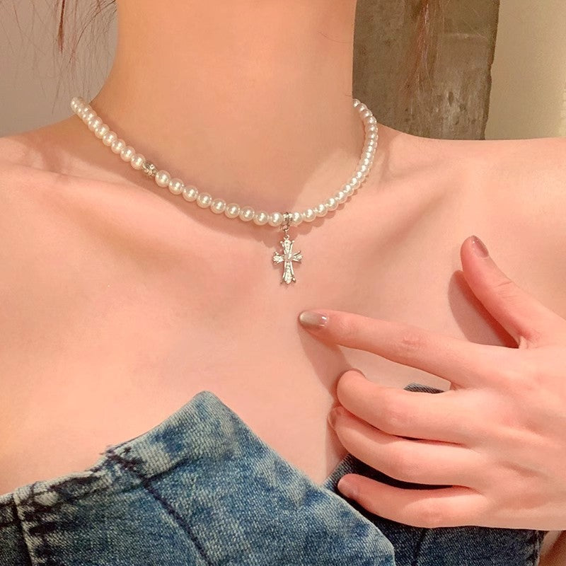 Korean INS style double-layer pearl starry sky necklace for women, sophisticated light luxury necklace, accessory choker collarbone chain