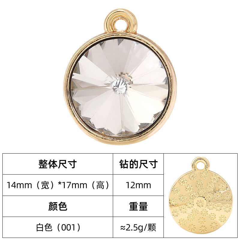 12mm satellite single hanging glass diamond single-hole alloy pendant inlaid with round crystal diamond earrings jewelry DIY accessories