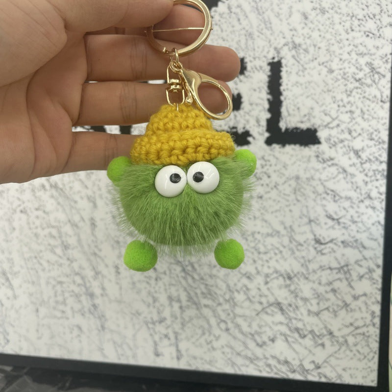 Imitation mink fur small briquette plush pendant, car keychain pendant, trinket, plush bag pendant, school bag pendant