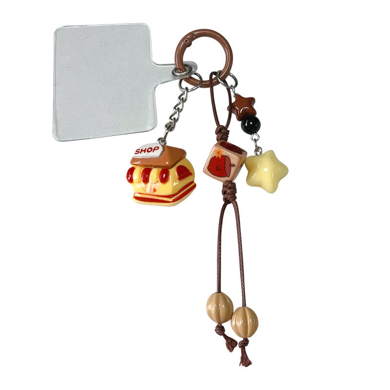 Creative Maillard DIY small drip slip keychain pendant female couple bag beaded mobile phone chain keychain pendant