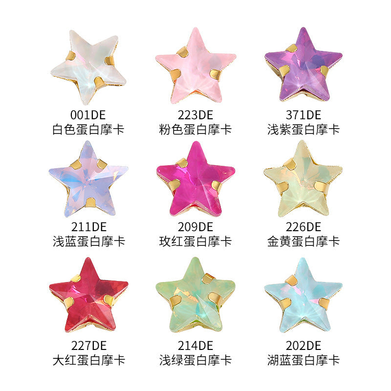 New 10mm five-pointed star hand-stitched glass thickened claw drill 3D DIY wedding dress, clothing, shoes, bags, hair clips, accessories