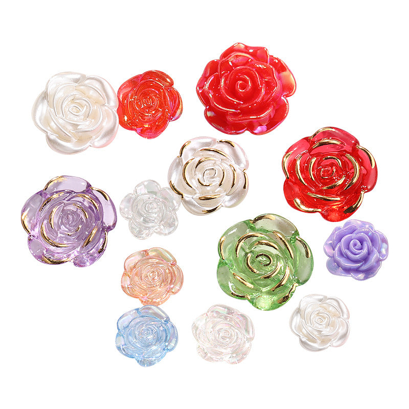 High-Gloss ABS Imitation Pearl Beads - Perforated Beige White Camellia Hairpin Jewelry DIY Accessories