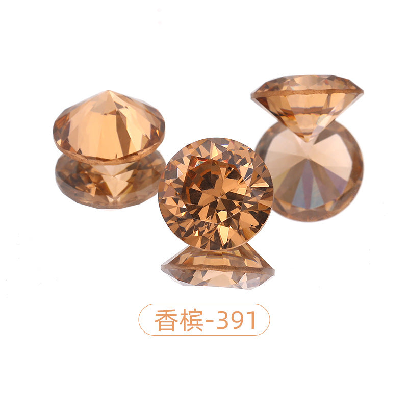 Cross-border round zircon bare stone, pointed bottom glass diamond, colored zircon sparkle, bright white zircon nail drill manufacturer