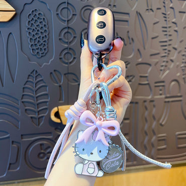 DIY pink alloy KT beaded bracelet keychain pendant accessories female couple miu tie bag keychain pendant