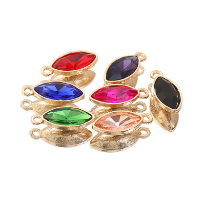 Xichuan horse eye zinc alloy pendant, gold base horse eye single pendant with diamond, DIY jewelry, earrings, doll pendants, horse eye rhinestone