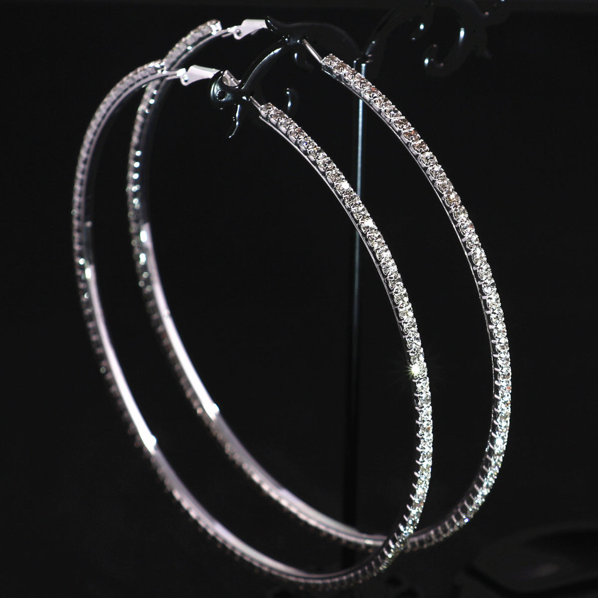 2-4-6-8-10cm oversized earrings exaggerated earrings european and american round rhinestone geometric hoop earrings for women cross-border