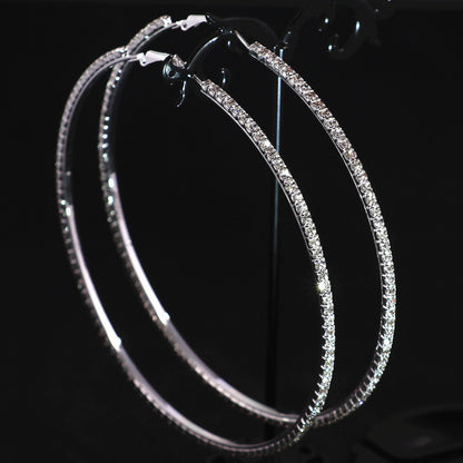 2-4-6-8-10cm oversized earrings exaggerated earrings european and american round rhinestone geometric hoop earrings for women cross-border