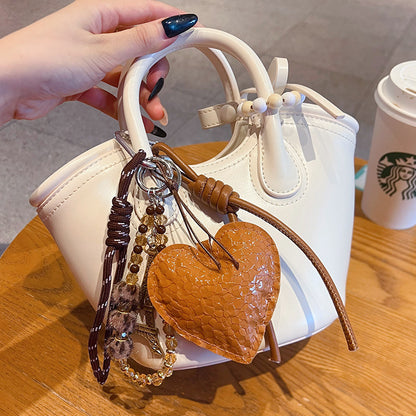 Handmade DIY Maillard leopard print bracelet keychain pendant plush beaded miu bag keychain small pendant