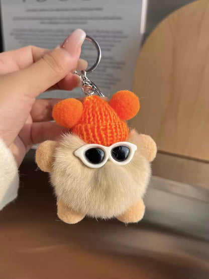 Cute otter rabbit fur small briquette bag pendant ornament school bag eye doll pendant cartoon doll keychain