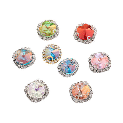 New border satellite light color crystal buttons with hand-stitched glass diamonds thickened base base - clothing and luggage DIY accessories