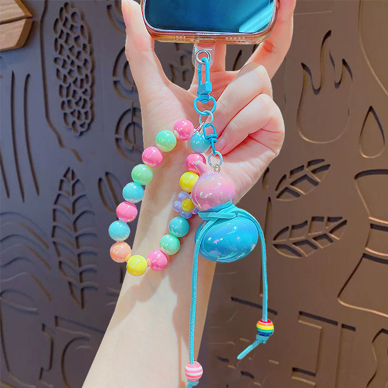Creative simulation color beaded gourd keychain mobile phone chain pendant school bag keychain charm small gift wholesale