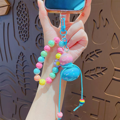 Creative simulation color beaded gourd keychain mobile phone chain pendant school bag keychain charm small gift wholesale